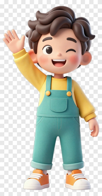 Happy Cartoon Boy Waving PNG