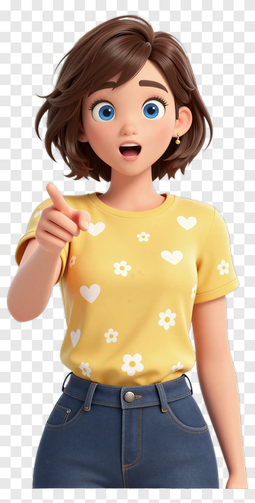 Surprised Girl Pointing PNG