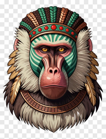Monkey With Tribal Headdress PNG
