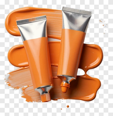 Orange Paint Tubes On Surface PNG
