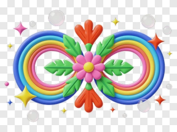 Rainbow Infinity Flower Design PNG