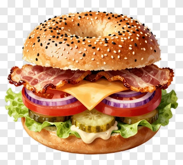 Bagel Sandwich With Bacon And Cheese PNG