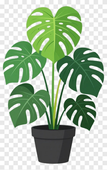 Monstera Plant In Black Pot PNG