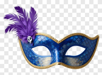 Blue Mask With Purple Feather PNG