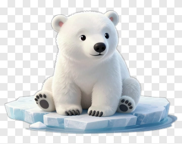 Cute Polar Bear Cub Sitting On Ice PNG