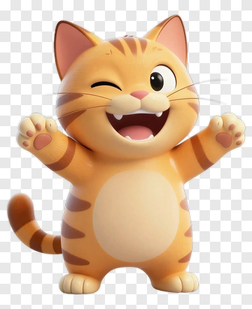 Happy Orange Cat PNG