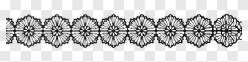 Black Lace Trim With Floral Pattern PNG