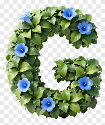Letter C Wreath With Blue Flowers PNG