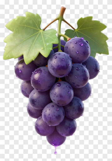 Cluster Of Purple Grapes With Green Leaves PNG