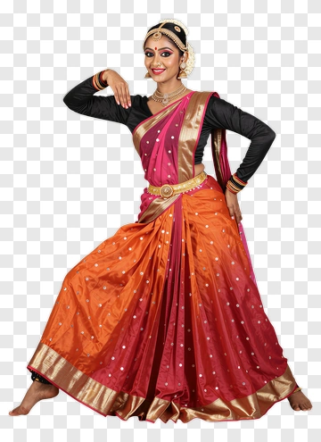 Graceful Indian Dancer In Traditional Attire PNG