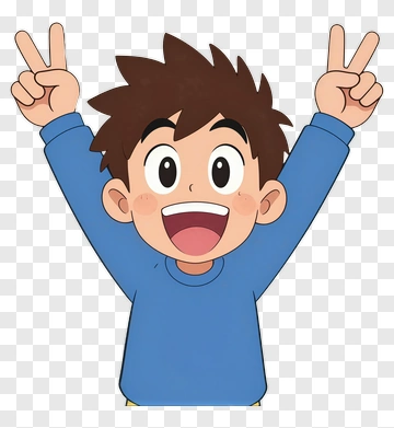 Happy Boy Making Peace Sign PNG