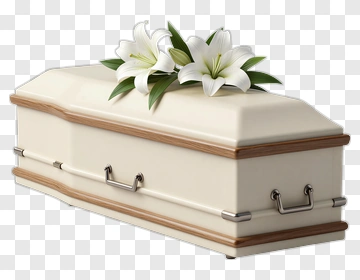 White Casket With Lily Flowers PNG