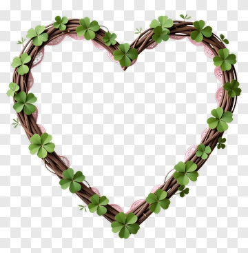 Heart Wreath With Four Leaf Clovers PNG