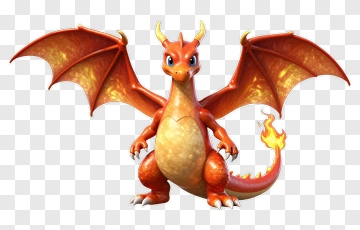 Orange Fire Dragon PNG