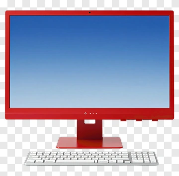 Red Computer Monitor With Keyboard PNG