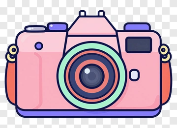 Pink Camera With Green Lens PNG