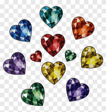 Colorful Heart Gemstones PNG