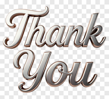 Thank You In Metallic 3D Font PNG