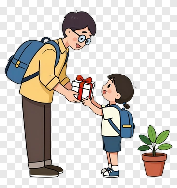 Father Giving Gift To Child PNG