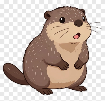 Cute Cartoon Otter Standing With Paws Up PNG
