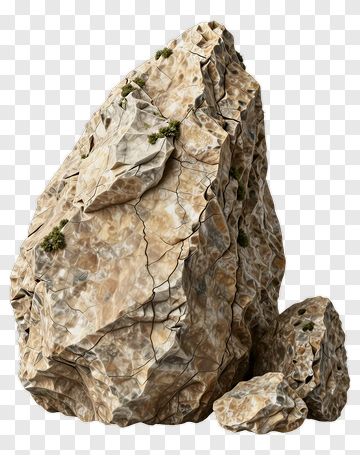 Rugged Rock With Moss And Cracks PNG