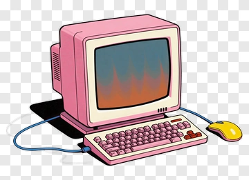 Pink Retro Computer Setup PNG
