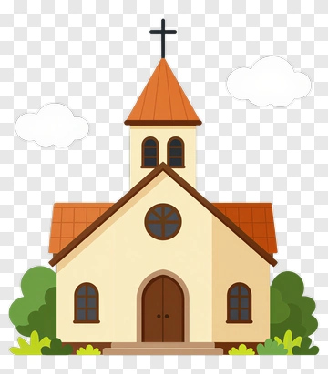 Simple Church With Cross And Bell Tower PNG