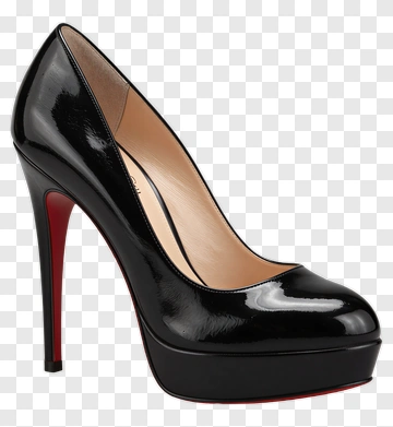Black High Heel Pump With Red Sole PNG