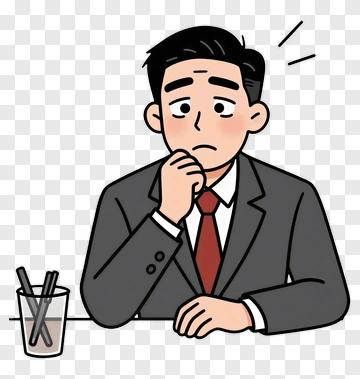 Worried Businessman Thinking At Desk PNG