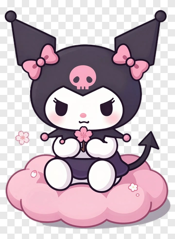 Kuromi Sitting On A Pink Cloud PNG