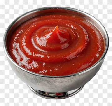 Red Ketchup In A Metal Bowl PNG