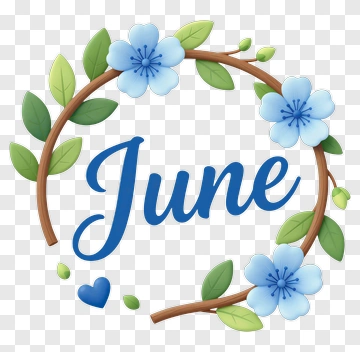 June Wreath With Blue Flowers PNG