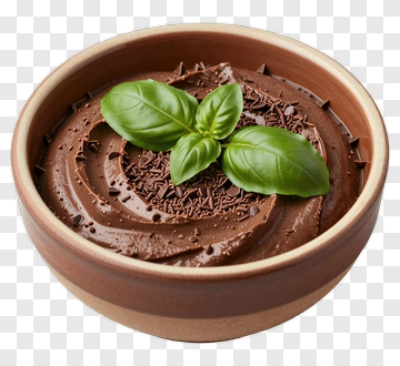 Chocolate Mousse With Basil Leaf PNG