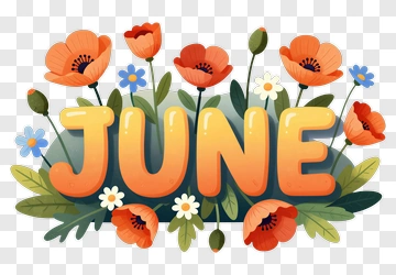 June With Blooming Flowers PNG