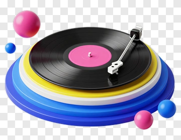 Colorful Turntable With Vinyl Record PNG
