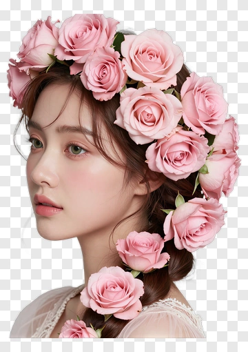 Woman With Rose Crown PNG