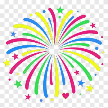 Colorful Firework With Stars And Heart PNG