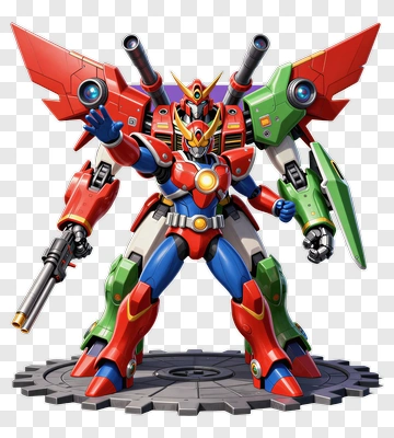 Giant Robot Warrior With Weapons PNG
