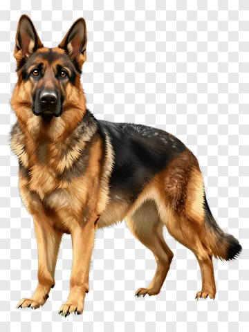 German Shepherd Standing Alert PNG
