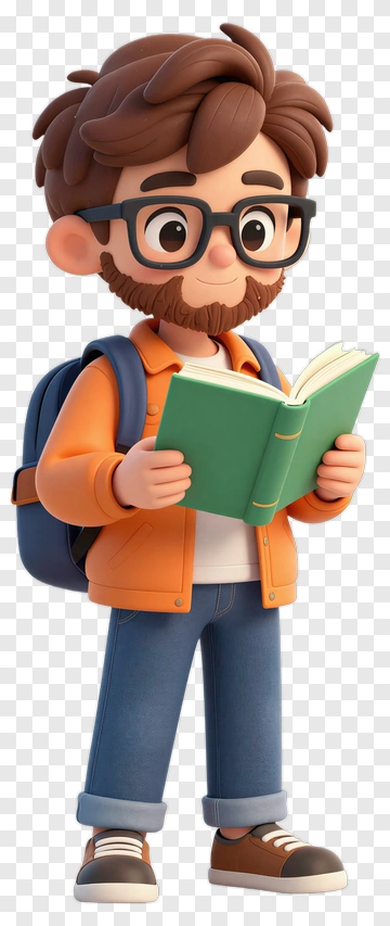 Cartoon Boy Reading A Book PNG