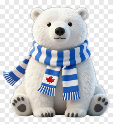 Cute Polar Bear With Canadian Scarf PNG