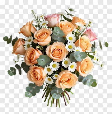 Pastel Flower Bouquet With Roses And Daisies PNG