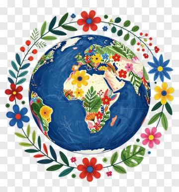 Floral Globe Design PNG