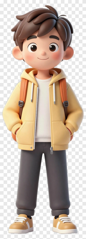 Cartoon Boy With Backpack PNG