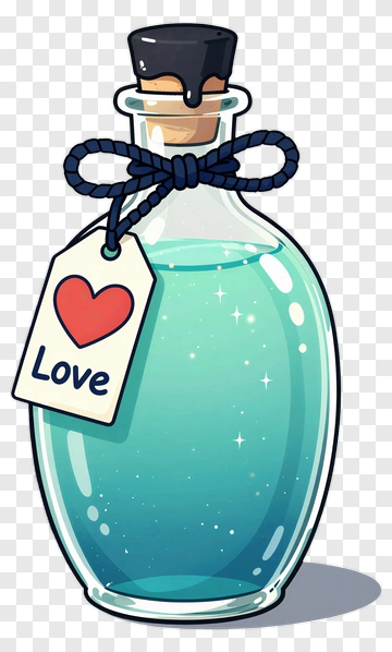 Love Potion In Glass Bottle PNG