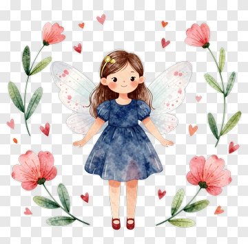 Watercolor Fairy With Wings PNG