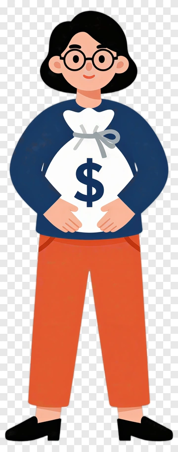 Woman Holding Money Bag PNG