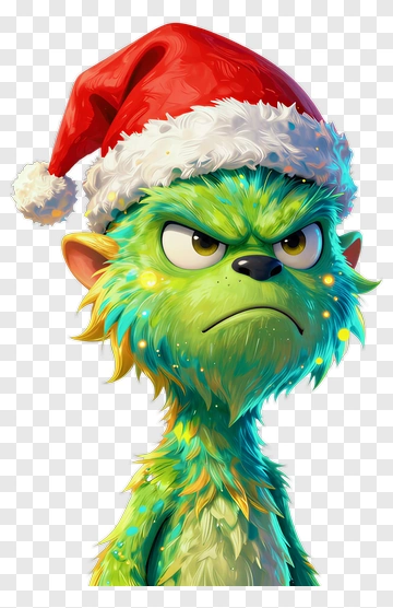 Grinch Wearing Santa Hat PNG