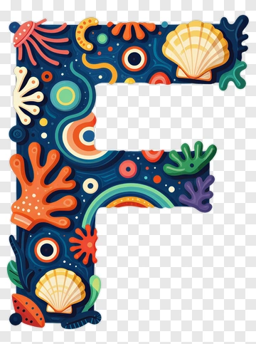Colorful Underwater Letter F PNG