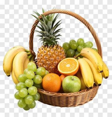 Fresh Fruit Basket With Pineapple And Bananas PNG